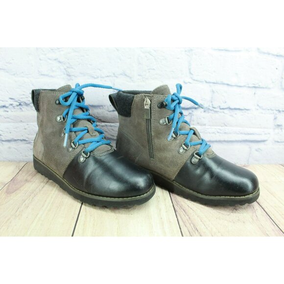 UGG Nice Clean Hilmar Lace-Up Boot Charcoal Suede Leather Waterproof Size 5 - Picture 3 of 10